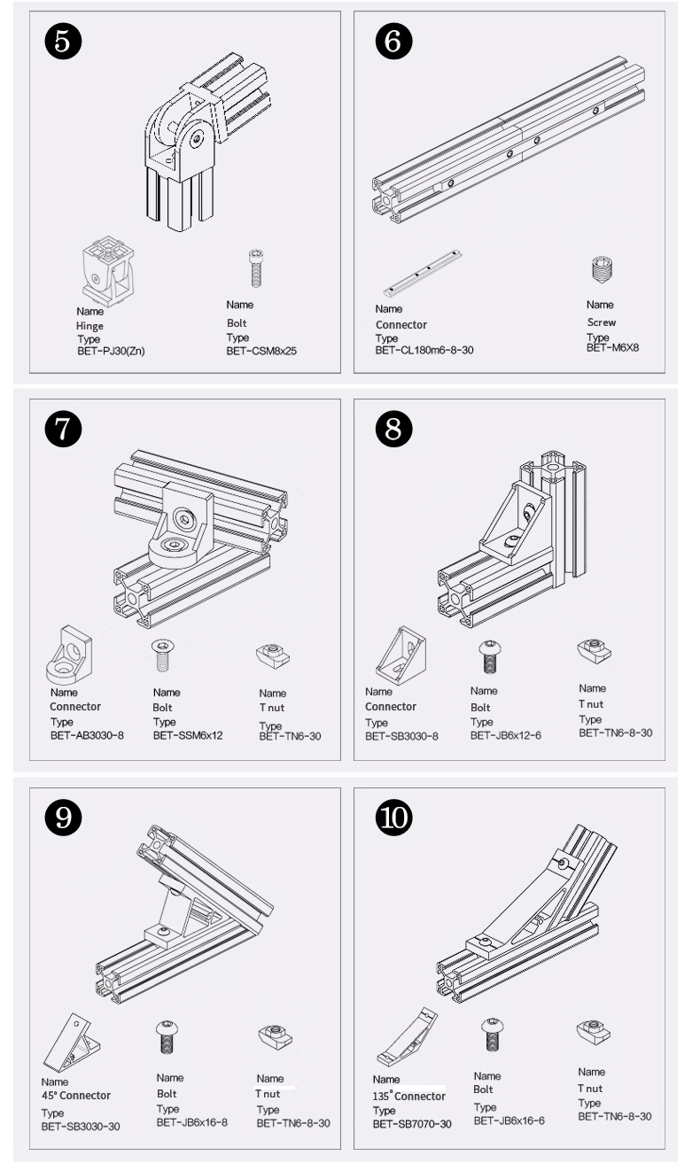 ogljikovo jeklo m6 m8 t vijaki z glavo za okvir aluminijastega profila2 (12)